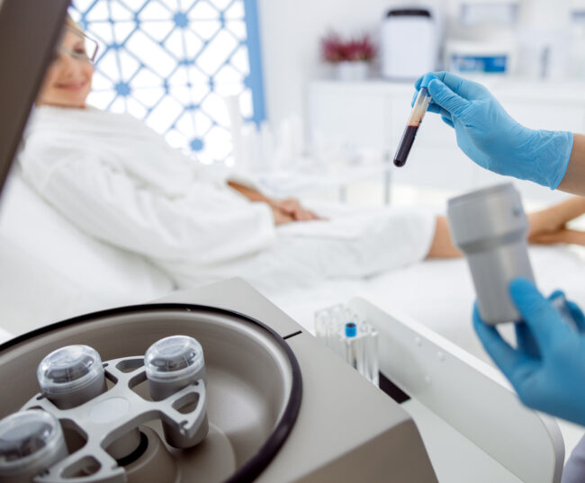 Preparation of blood for injections in beauty salon